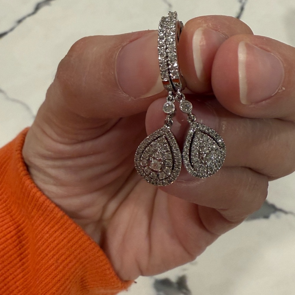 Neil Lane White Gold and Diamond Teardrop Earrings